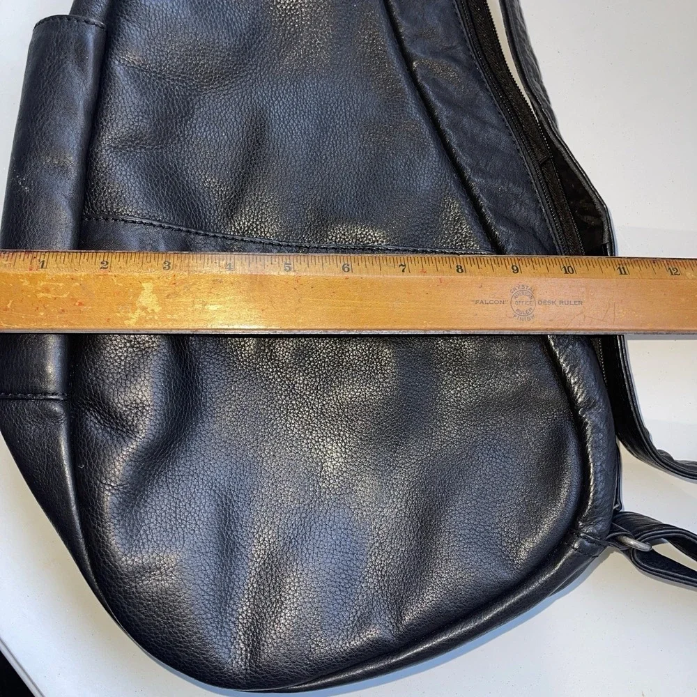 Leather AmeriBag Healthy Back Bag* Classic Black Sling Backpack Purse 18